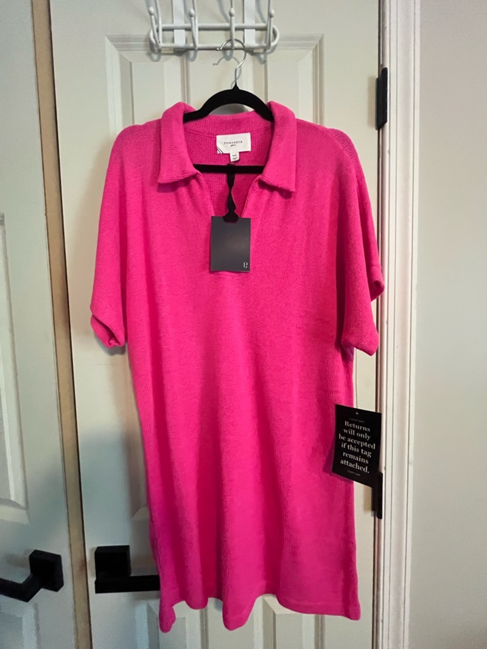 Pomander Place Hot Pink Knit Polo Dress
